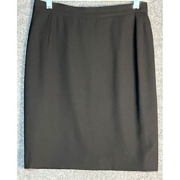 VTG Calvin‎ Klein Collection Mini Pencil Skirt 100% Wool Pleated Black Womens 10 - Picture 1 of 12